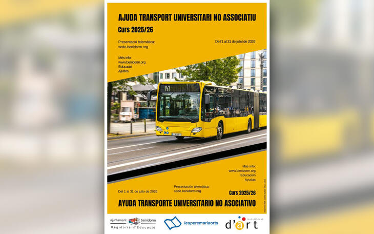 Abierto el periodo de solicitud de ayudas al transporte para los jóvenes benidormenses que van a la universidad 